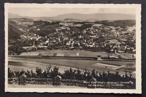 Porta Westfalika, Blick vom Denkmal aif die Weser und Hausbergen - 424416