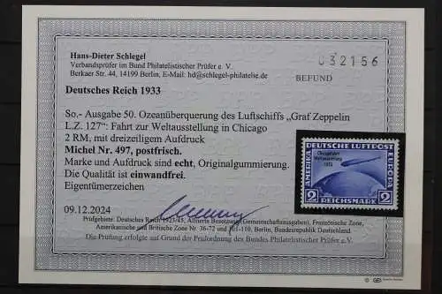 Deutsches Reich, MiNr. 497, postfrisch, BPP Fotobefund - 213508