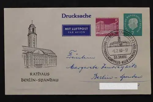 Berlin Privatganzsache, 5 Pf Bauten neben 7 Pf Heuss, Rathaus Spandau - 512389