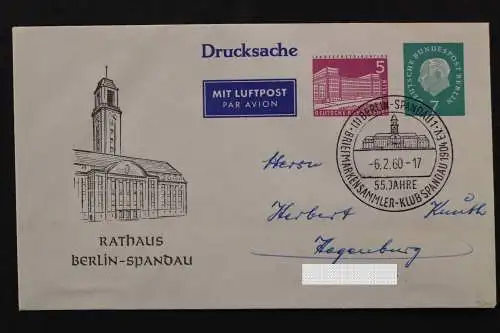 Berlin Privatganzsache, 5 Pf Bauten neben 7 Pf Heuss, Rathaus Spandau - 512390