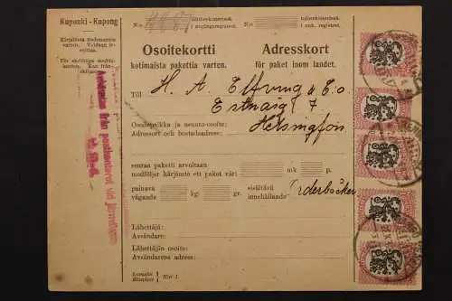 Finnland, Paketkarte 1922 gelaufen - 512378