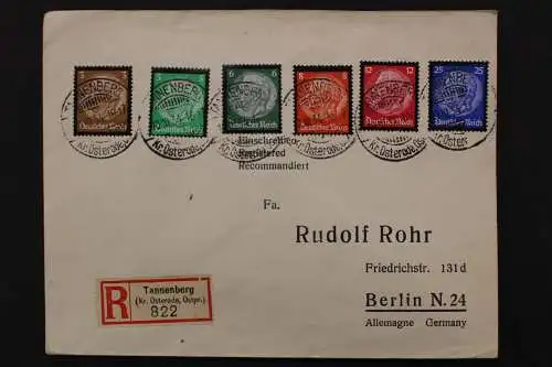 Deutsches Reich, MiNr. 548-553, Einschreibebrief ab Tannenberg - 512397