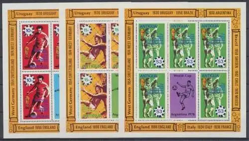 Antigua, Fußball, MiNr. 513-515 Kleinbogen, postfrisch - 601090