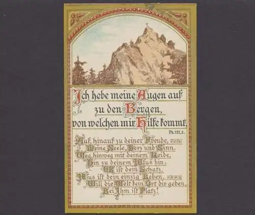 Kreuz auf dem Berggipfel, Psalm 121,1. - 403428