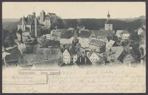 Hohnstein, Sächs. Schweiz, Ortsansicht mit Burg - 410778