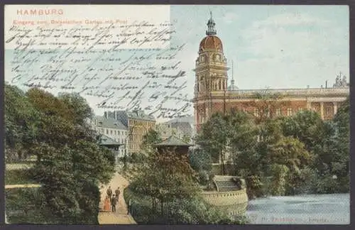 Hamburg, Eingang zum Botanischen Garten mit Post - 410947