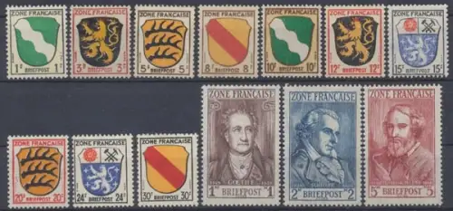 Französische Zone, Allgemeine Ausgabe, MiNr. 1-13, postfrisch - 601526