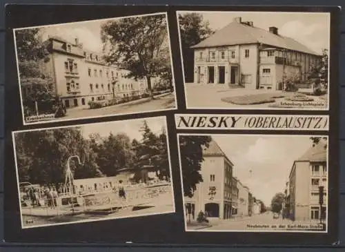 Niesky (Oberlausitz), Krankenhaus, Schauburg-Lichtspiele, Bad, Karl-Marx-Straße - 411939