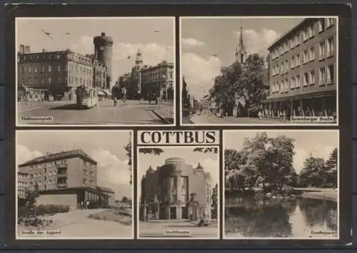 Cottbus, Thälmannplatz, Spremberger Straße, Straße der Jugend, Stadttheater, Goethepark - 412028