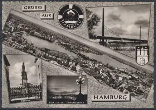 Hamburg, Autobahnbrücke, Binnen- und Außen-Alster, Rathaus - 412130