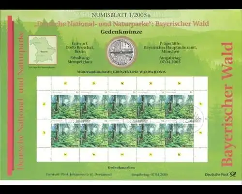 BRD, Numisblatt 1/2005, National- und Naturparke: Bay. Wald - 1/2005