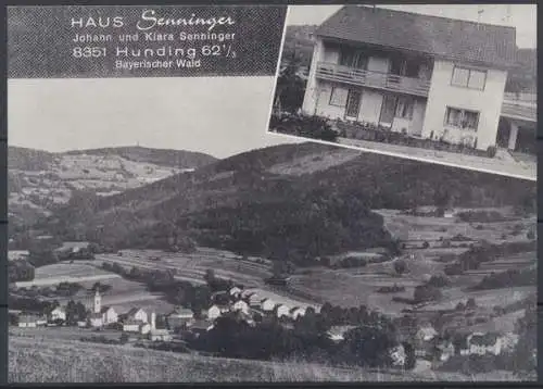 Hunding Bayerischer Wald, Werbekarte für Haus Senniger - 412278