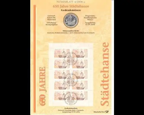 BRD, Numisblatt 4/2006, 650 Jahre Städtehanse - 4/2006