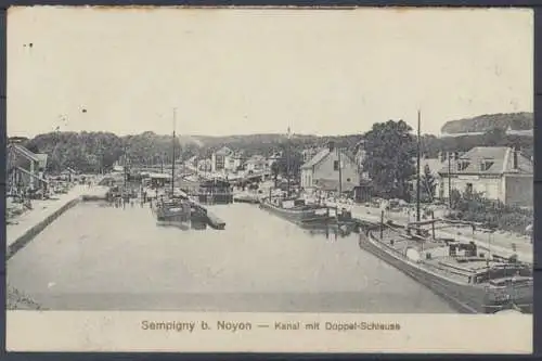 Sempigny b. Noyon, Kanal mit Doppelschleuse - 412294