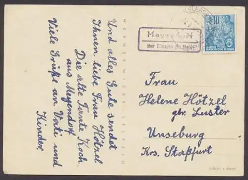 Meyendorf über Eilsleben, Landpoststempel auf AK, ca. 1958 - 500303