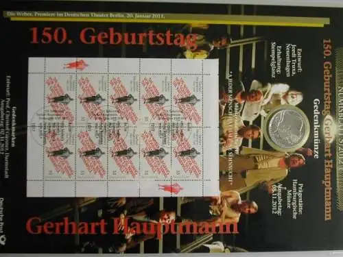 BRD, Numisblatt 5/2012, 150. Geb. Gerhart Hauptmann - 5/2012