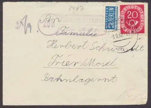 Diemarden über Göttingen, Landpoststempel auf kleinen Brief, 1952 - 500359