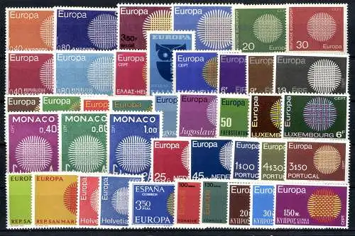 Europa Union (CEPT) Jahrgang 1970, 19 Länder, postfrisch/MNH - 608092