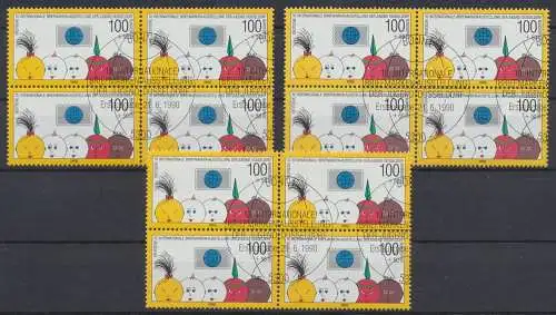 Deutschland (BRD), MiNr. 1472, 3 Viererblöcke, Ersttagssonderstempel, gestempelt - 607741