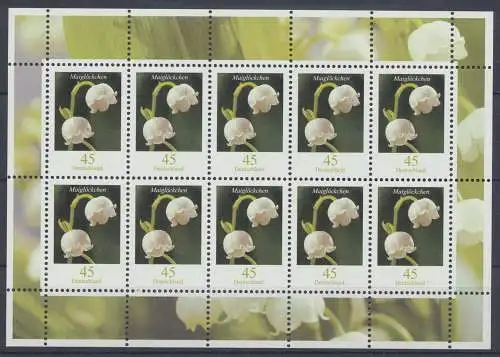 Deutschland (BRD), MiNr. 2794,Kleinbogen, Maiglöckchen, postfrisch - 607724