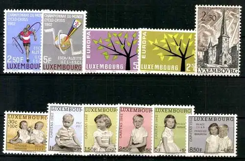 Luxemburg, MiNr. 655-665, Jahrgang 1962, postfrisch - 692540