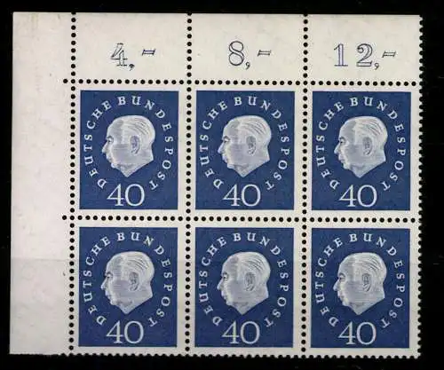 Deutschland (BRD), MiNr. 305, 6er Block, Ecke li. oben, postfrisch - 608962