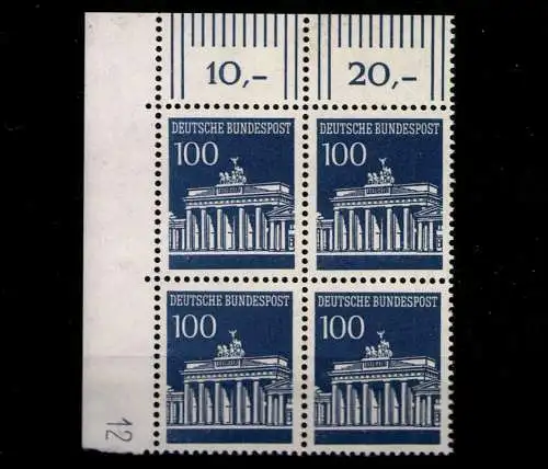 Deutschland (BRD), MiNr. 510, 4er Block Ecke li. oben, DZ 12, postfrisch - 609067