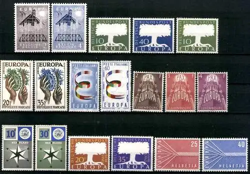 Europa Union (CEPT) Jahrgang 1957, 8 Länder, postfrisch / MNH - 608079