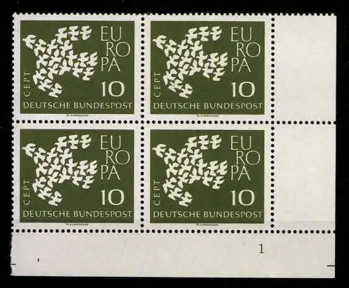 Deutschland (BRD), MiNr. 367 x, VB, Eckr. re. unten, Formnr. 1, postfrisch - 608792