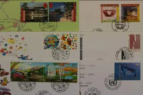 UNO - Genf, 6 UNPA-Ersttagsbriefe aus dem Jahr 2001 - 610580