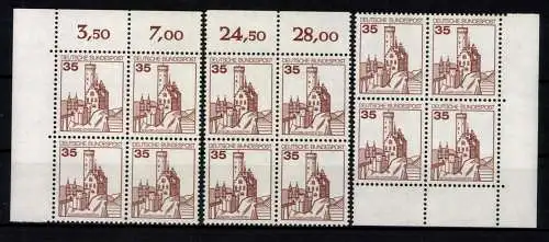 Deutschland (BRD), MiNr. 1139 A I, 3 Viererblöcke, postfrisch - 611591