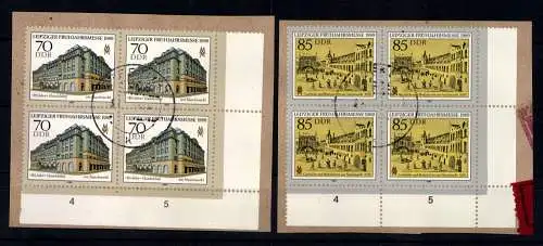 DDR, MiNr. 3235-3236 Viererblöcke, Ecken rechts unten, Briefstücke - 611264