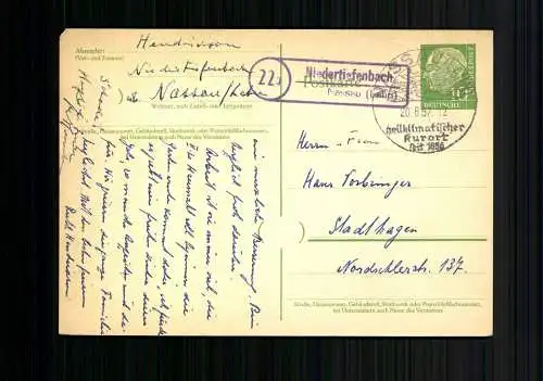 Niedertiefenbach Nassau (Lahn), Landpoststempel auf Ganzsache - 510063