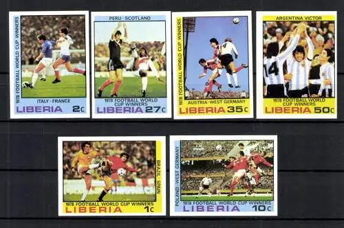 Liberia, Fußball, MiNr. 1075-1080 B, WM 1978, postfrisch - 612916