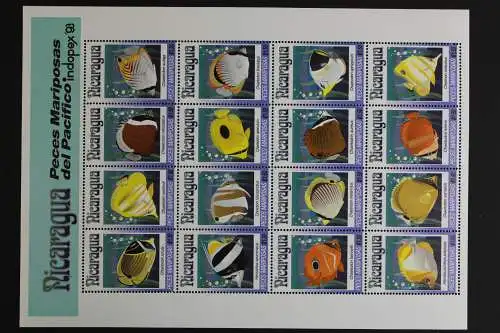 Nicaragua, Fische / Meerestiere, MiNr. 3196-3211 ZD-Bogen, postfrisch - 617374