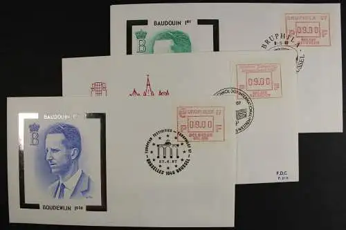 Belgien ATM, MiNr. 6-8, je 1 Wert, FDC - 621217