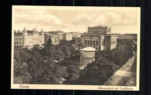 Leipzig, Schwanenteich mit Stadttheater - 416775