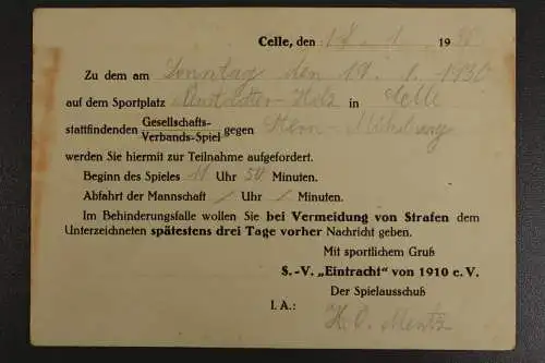 Celle, Sportvereinigung "Eintracht von 1910" e.V., Einladung 1930 - 510572