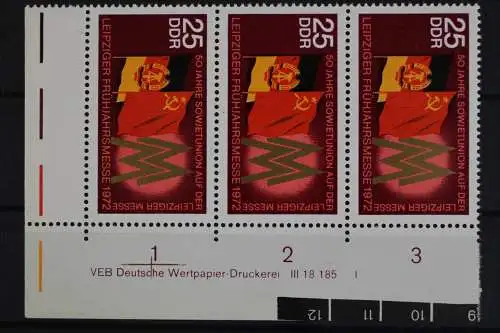 DDR, MiNr. 1744, Dreierstreifen, Ecke li. unten, DV I, postfrisch - 629196