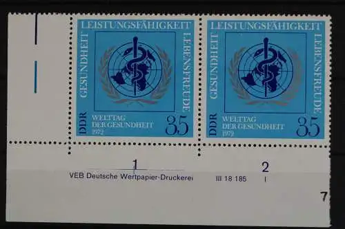 DDR, MiNr. 1748, waag. Paar, Ecke li. unten, DV I, postfrisch - 629197