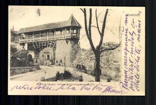 Wiesbaden, Hessen, römische Heidenmauer mit neuem Thor - 418090