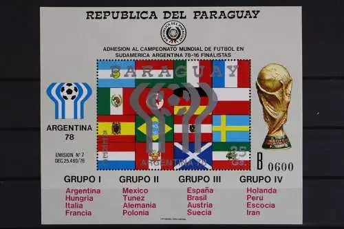 Paraguay, MiNr. Block 320, Fußball WM 1978, postfrisch - 632325