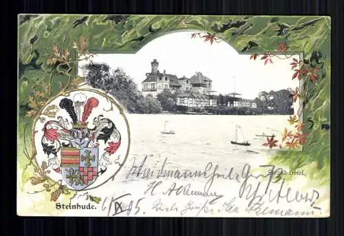 Steinhude am Meer, Strand-Hotel, Prägekarte, Wappen - 419139