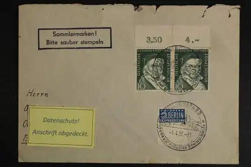 Deutschland, MiNr. 149 waag. Paar Oberrand, auf Fernbrief - 511500