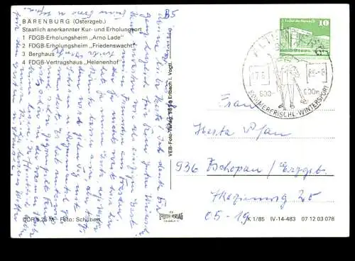 Bärenburg/Erzgeb., FDGB-Erholungsheime Lade, Friedenswacht, Helenenhof - 420026