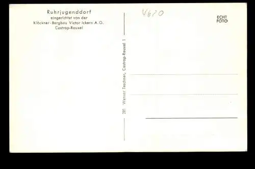 Castrop-Rauxel, Ruhrjugenddorf, 4 Bilder, Speisesaal, Clubraum - 420143