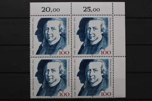 Deutschland, MiNr. 1473, Viererblock, Ecke re. oben, postfrisch - 640325