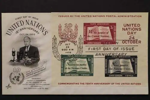 UNO New York, MiNr. Block 1 Type I, FDC - 643115