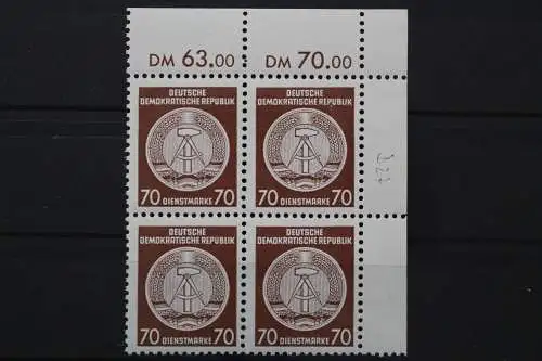 DDR Dienst A, MiNr. 27 x, 4er Block, Ecke rechts oben, postfrisch - 652608