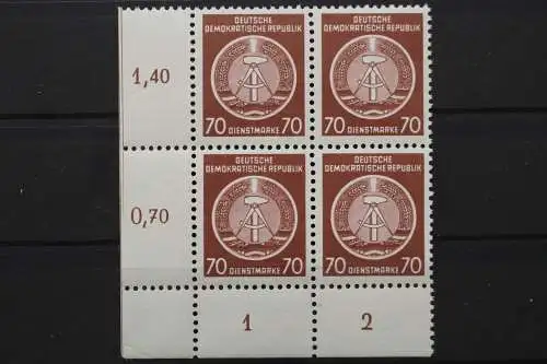 DDR Dienst A, MiNr. 16 x, 4er Block, Ecke links unten, postfrisch - 652636